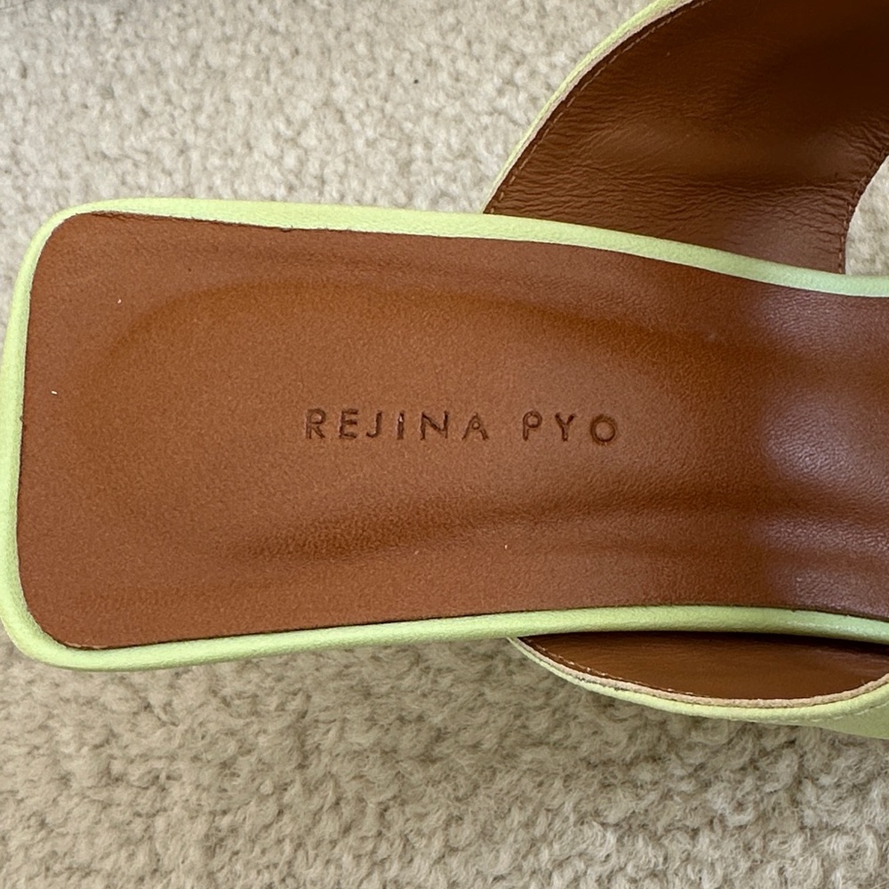 Rejina Pyo Camillia Leather Open Toe Sandals in Melon Green - Picture 11 of 15